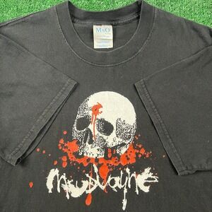 VTG Mudvayne Progressive Metal Skull Band T-Shirt Men's Large Faded Black Y2K
